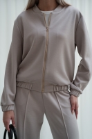 Luksusowy Komplet Damski Masełko Bluza Rozpinana + Spodnie Wide Leg Premium Soft Touch Elegancja & Komfort-BEŻ